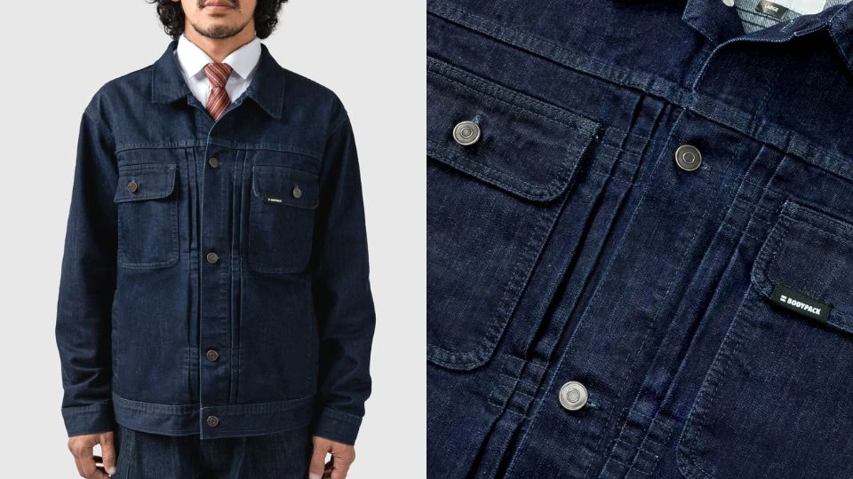 Bodypack Axle Trucker Denim Jacket sebagai atasan denim untuk melengkapi gaya smart casual pria.